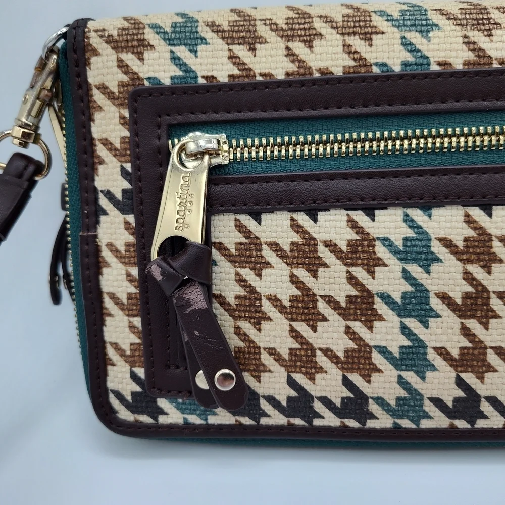 EUC Spartina Brown 449 Blue and Tan Women's Clutch/Wristlet